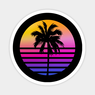 Retro 80s Sunset Palm Tree Aesthetic Magnet